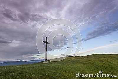 Cross on the hill Stock Photo