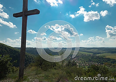 Cross on the hilltop Editorial Stock Photo