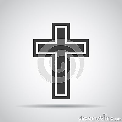 Cross icon with shadow on a gray background. Vector illustration Cartoon Illustration