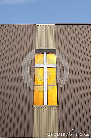 Cross on an Inner City Church Stock Photo