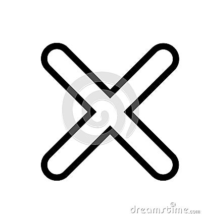 Cross line mark check icon isolated on white vector Vector Illustration