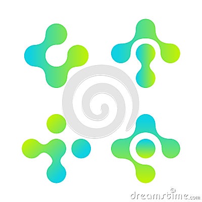 Cross logo set. Soft rounded plus shape. Pharmacy symbol. Vector illustration on white background. Vector Illustration