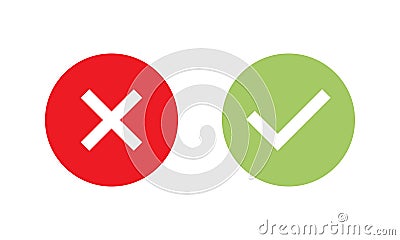 Cross Mark and Check Mark Symbol Icon Vector. Wrong and Right Sign Images Vector Illustration