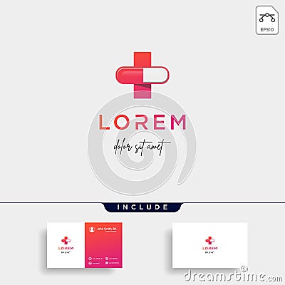 Cross medical logo design vector isolated icon Vector Illustration