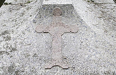 Cross medieval tomb Stock Photo