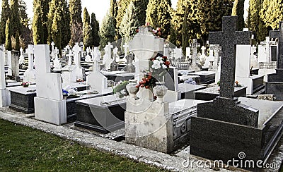 Cross medieval tomb Stock Photo