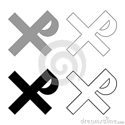 Cross monogram Rex tsar tzar czar Symbol of the His cross Saint Justin sign Religious cross icon set black color vector Vector Illustration