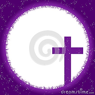 Cross and moon night grunge frame Stock Photo