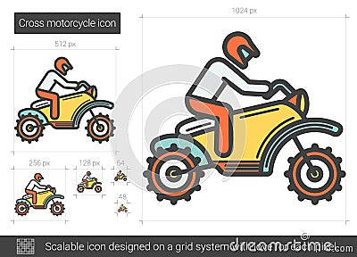 Cross motorcycle line icon. Vector Illustration