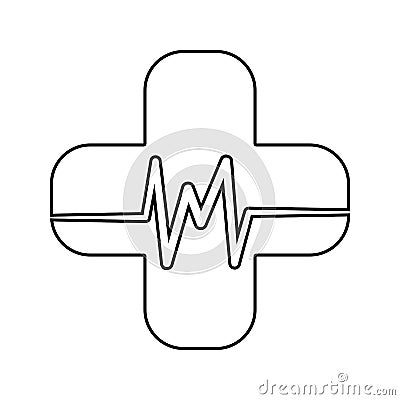 cross and palpitations icon. Element of cyber security for mobile concept and web apps icon. Thin line icon for website design and Stock Photo