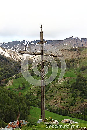 The cross of passion, Saint-VÃ©ran, France Stock Photo