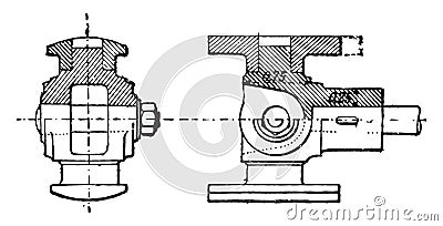 Cross piston, vintage engraving Vector Illustration