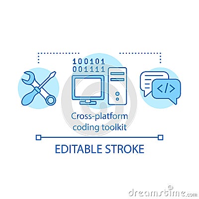 Cross platform coding toolkit concept icon Vector Illustration