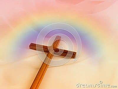 Cross with rainbow Stock Photo