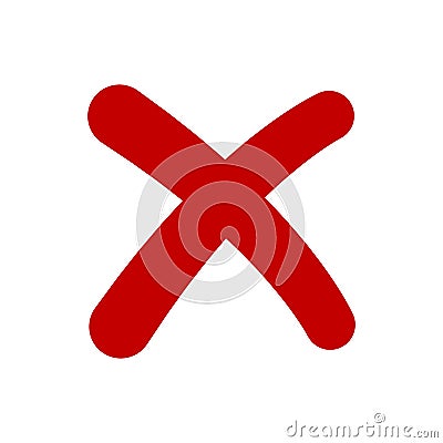 Cross red icon isolated on white background. Symbol No or X button Vector Illustration