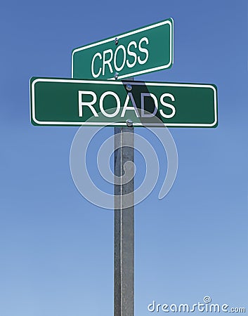 Cross Roads Sign Stock Photo