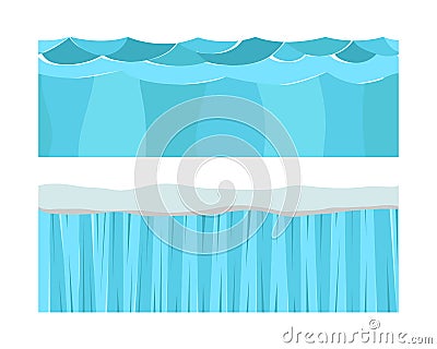 Cross section blue water slice isolated some piece nature outdoor ecology underground and freestanding render garden Vector Illustration