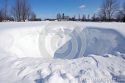 cross-section of compacted, layered snow Stock Photo