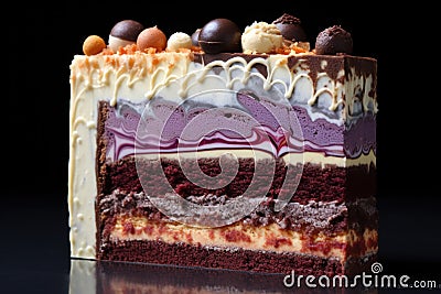 cross-section of gateau showing intricate layers Stock Photo