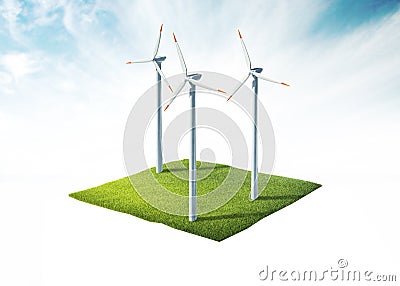 Cross section of ground with wind turbine Cartoon Illustration