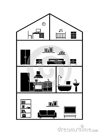Cross section of house Vector Illustration