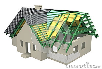 Cross-section with insulation home Stock Photo