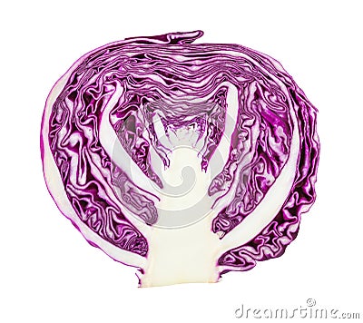 Cross-section of red cabbage cabbagehead Stock Photo