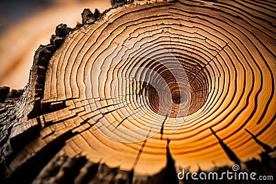 Cross section of tree trunk with annual rings. Abstract background and texture for design. Stock Photo