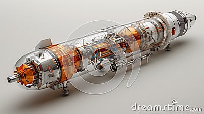 Cross-Section View of a Reusable Rocket Showing Internal Components Stock Photo
