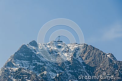 The Cross situated in top of the Caraiman mountain. Stock Photo