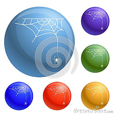 Cross spider web icons set vector Vector Illustration