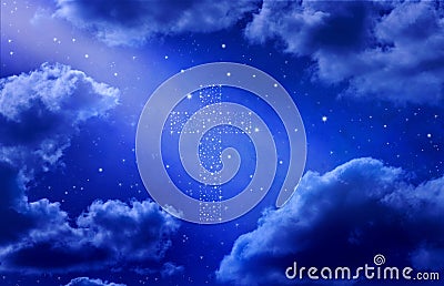 Cross Stars Sky Heaven Background Stock Photo