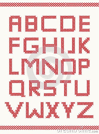 Cross stitch alphabet Stock Photo