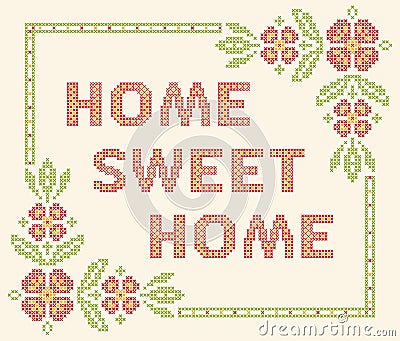 Cross-stitch embroidery in Ukrainian style Vector Illustration