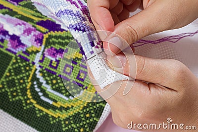 Cross-stitch, Handmade, needlework Stock Photo