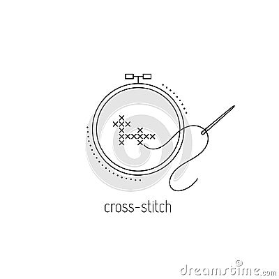 Cross-stitch line icon Vector Illustration