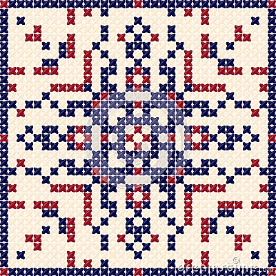 Cross stitch pattern, Scandinavian ornament Vector Illustration