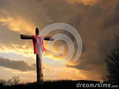 Cross in Storm Stock Photo