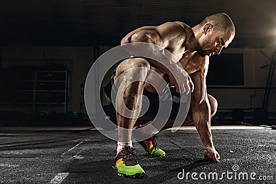 Cross strongman training - after a strenuous heavy workout Stock Photo