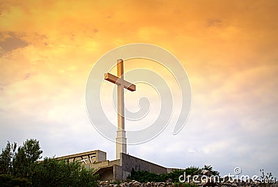 Cross on sunrise sky Stock Photo