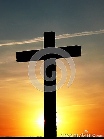 Cross at sunset Stock Photo