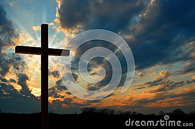 Cross at Sunset Stock Photo