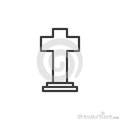Cross tombstone line icon Vector Illustration