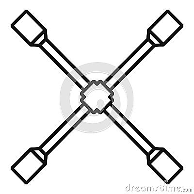 Cross wheel key icon, outline style Vector Illustration