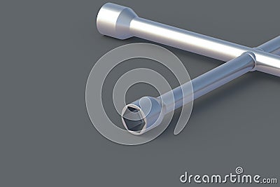 Cross wheel wrench on gray background Stock Photo