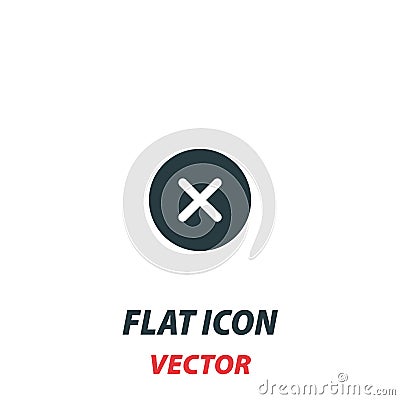 Cross X wrong icon in a flat style. Vector illustration pictogram on white background. Isolated symbol suitable for mobile concept Cartoon Illustration