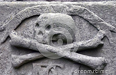 Crossbones on a grave Stock Photo