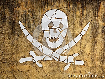 Crossbones known as the Jolly Roger on a mosaic wall Stock Photo