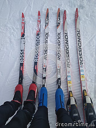 Crosscountry skiing family Editorial Stock Photo