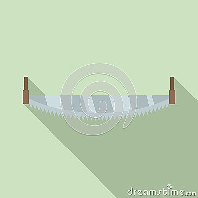 Crosscut hand saw icon, flat style Vector Illustration